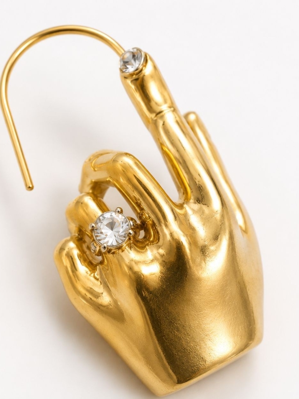 Gold Sculptural Hand Ear Cuff - Elegant Women’s Jewelry - Picture 2 of 8